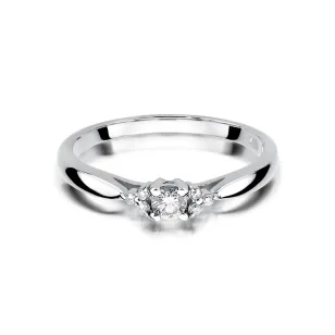 Złoty Pierścionek 585 Białe Złoto Brylant Diamenty 0,13ct