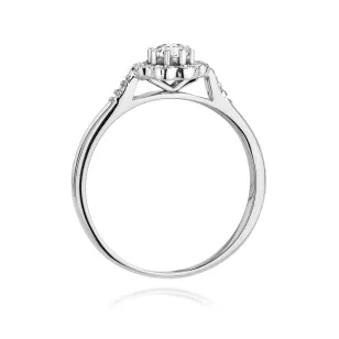 Pierścionek kwiat diamenty białe złoto 0,28ct
