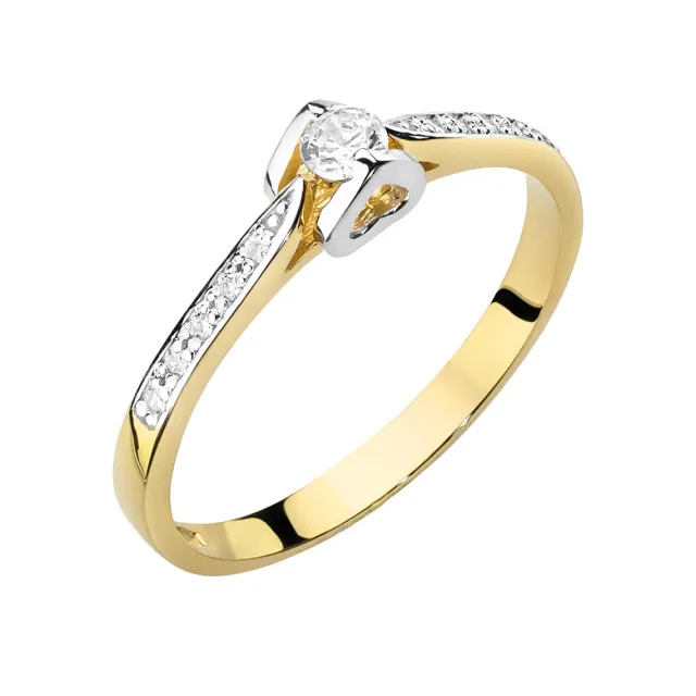 Złoty Pierścionek 585 Brylanty 0,15ct