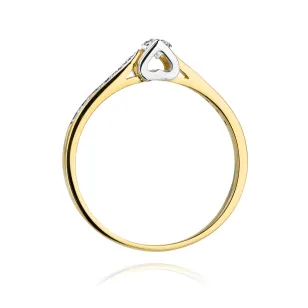 Złoty Pierścionek 585 Brylanty 0,15ct