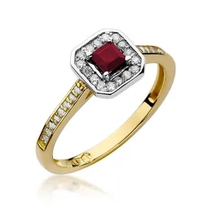Złoty Pierścionek 585 z diamentem rubin 0,20ct