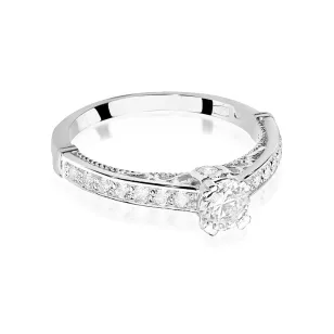 Złoty Pierścionek 585 Białe Złoto Brylanty 0,56ct Certyfikat