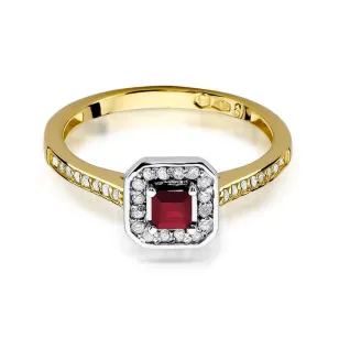 Złoty Pierścionek 585 z diamentem rubin 0,20ct