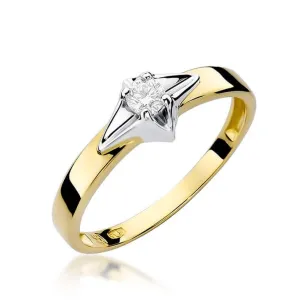 Złoty Pierścionek 585 z diamentem brylant 0,10ct