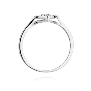 Złoty Pierścionek 585 Białe Złoto Brylanty Serce 0,19ct Certyfikat