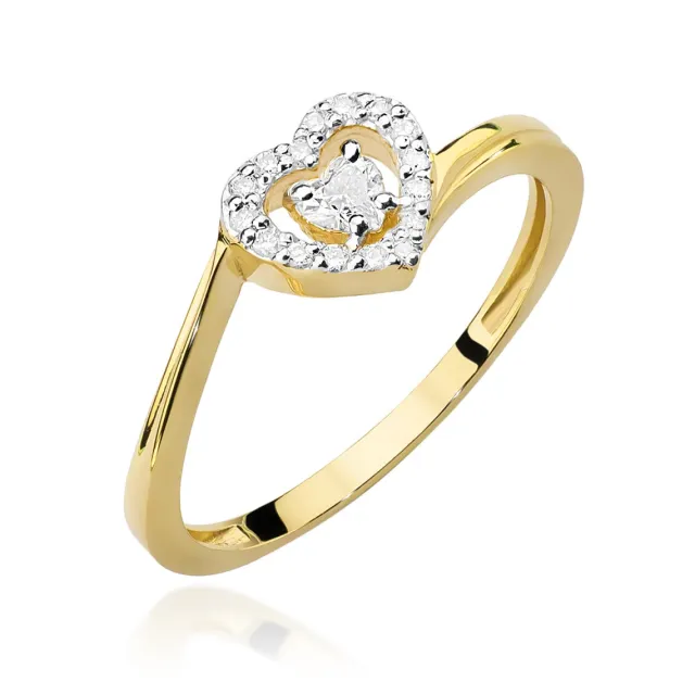 Pierścionek zaręczynowy z diamentami serce 0,18ct