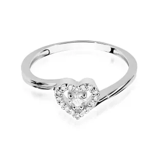 Pierścionek z białego złota z diamentami serce 0,18ct