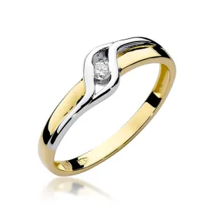 Złoty Pierścionek 585 z diamentem brylant 0,04ct