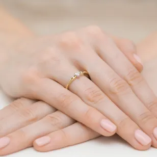 Pierścionek diament serce złoty 0,12ct
