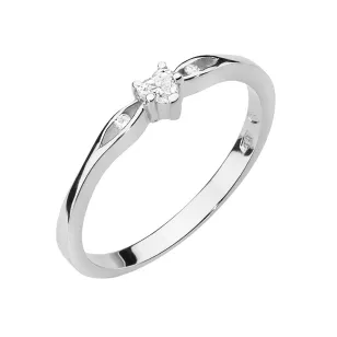 Pierścionek z diamentem serce białe złoto 0,12ct