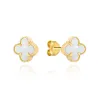 ⭐ Kolczyki złote koniczynki z masą perłową 6mm ♥ Ergold