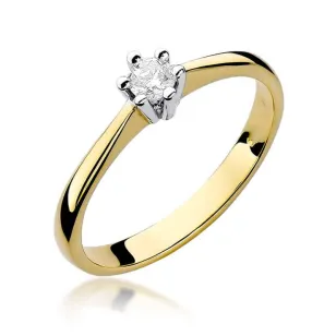 Złoty Pierścionek 585 z diamentem brylant 0,15ct