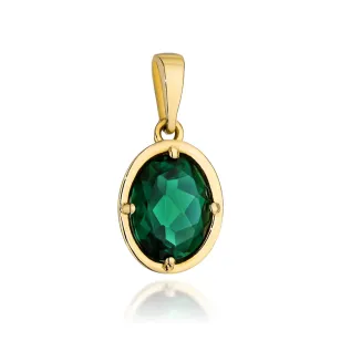 ⭐ Zawieszka złota z kolekcji "COLORFUL STONE" - zielony kwarc owal ♥ Ergold