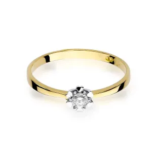 Złoty Pierścionek 585 z diamentem brylant 0,10ct