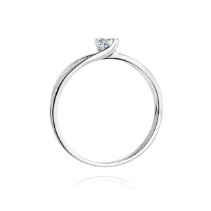 Złoty Pierścionek 585 Białe Złoto Przeplatany Brylanty 0,13ct