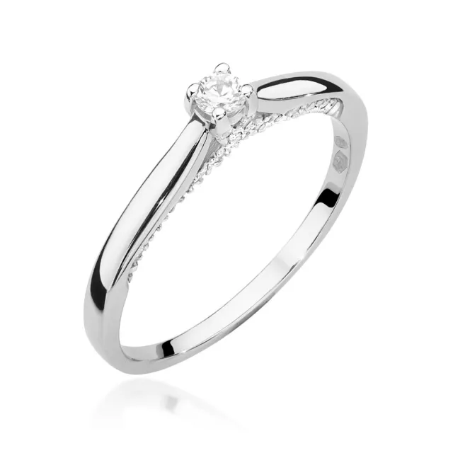 Złoty pierścionek 585 diamenty 0,23ct certyfikat