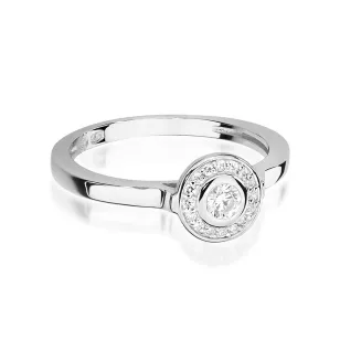Złoty Pierścionek 585 Białe Złoto Brylanty 0,20ct