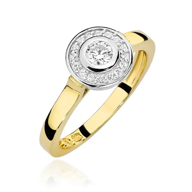 Złoty Pierścionek 585 Brylanty 0,23ct