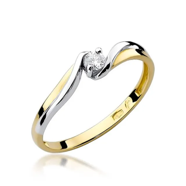 Złoty Pierścionek 585 z diamentem brylant 0,08ct