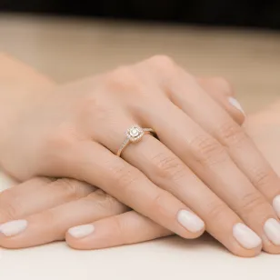 Złoty Pierścionek 585 Brylant Diamenty 0,21ct Certyfikat