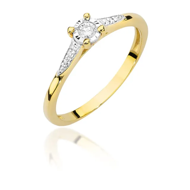 Pierścionek 585 brylanty 0,11ct certyfikat