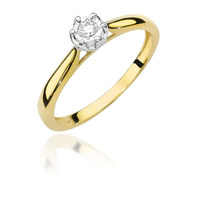 Złoty pierścionek z diamentem 0,08ct