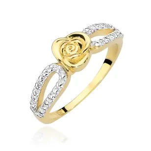 Pierścionek kwiat diamenty 0,16ct