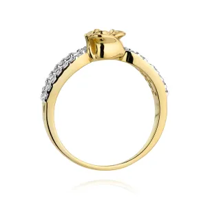 Pierścionek kwiat diamenty 0,16ct