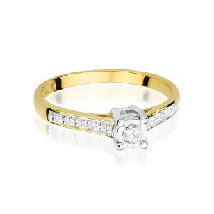 Pierścionek złoty 585 brylanty i diamenty 0,13ct