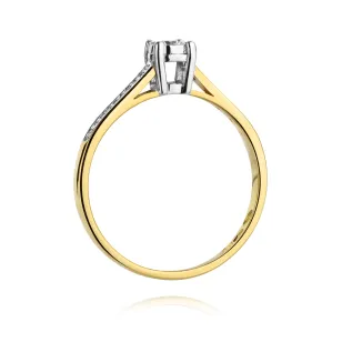 Pierścionek złoty 585 brylanty i diamenty 0,13ct