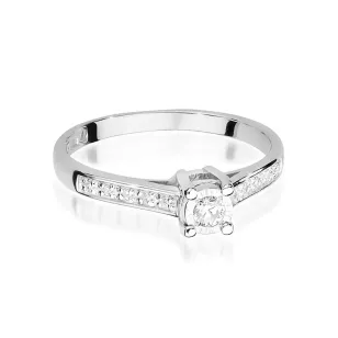 Pierścionek złoty 585 białe złoto diamenty 0,13ct