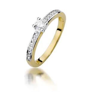 Złoty Pierścionek 585 z diamentem brylant 0,28ct