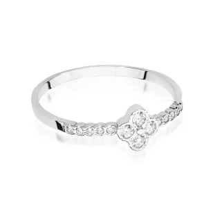 Złoty Pierścionek 585 Białe Złoto Diamenty 0,13ct