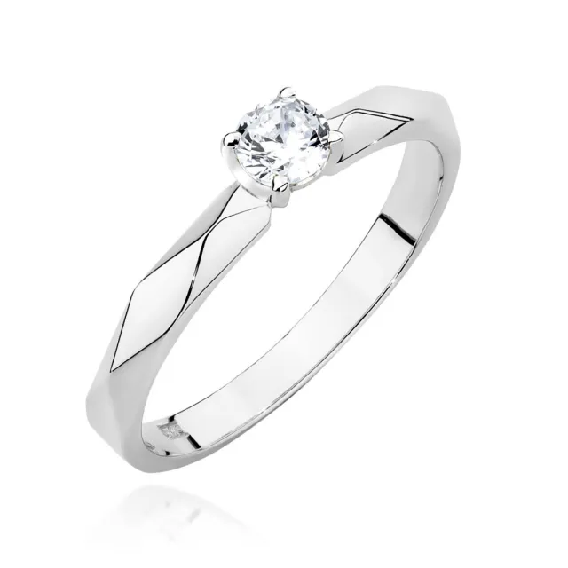 Pierścionek złoty z diamentem 0,15ct białe złoto