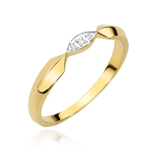 Złoty Pierścionek 585 Diamenty 0,015ct Certyfikat