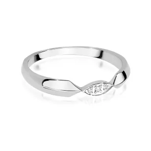 Złoty Pierścionek 585 Białe Złoto Diamenty 0,015ct Certyfikat