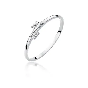 Złoty Pierścionek 585 Białe Złoto Diamenty 0,03ct