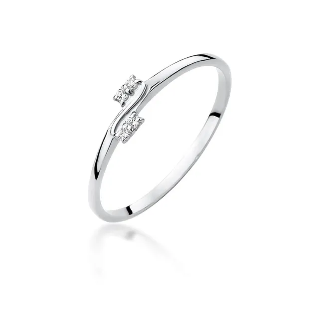 Złoty Pierścionek 585 Białe Złoto Diamenty 0,03ct