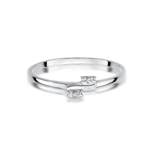 Złoty Pierścionek 585 Białe Złoto Diamenty 0,03ct