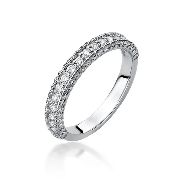 Pierścionek obrączka z diamentami 0,24ct białe złoto