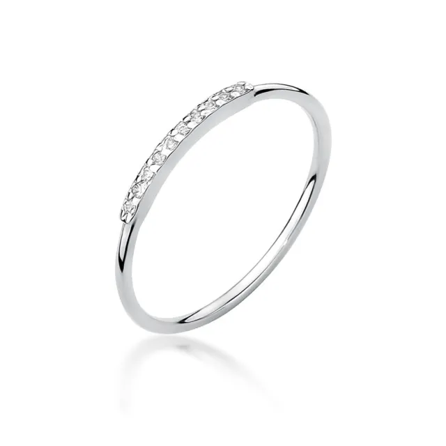 Pierścionek złoty 585 białe złoto diamenty 0,05ct