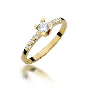 Złoty Pierścionek 585 z diamentem brylant 0,37ct