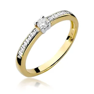 Złoty Pierścionek 585 z diamentem brylant 0,13ct