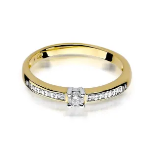 Złoty Pierścionek 585 z diamentem brylant 0,13ct