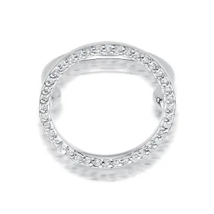 Złoty pierścionek z diamentami kółko 0,20ct białe złoto