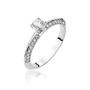 Złoty Pierścionek 585 Białe Złoto Brylant Diamenty 0,46ct