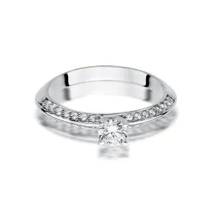 Złoty Pierścionek 585 Białe Złoto Brylant Diamenty 0,46ct