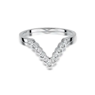 Złoty Pierścionek 585 Białe Złoto Kamienie Diamenty 0,11ct