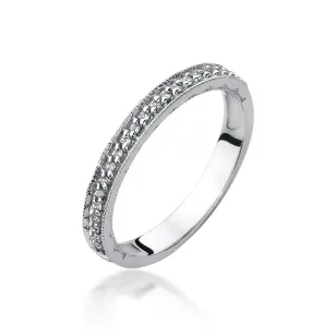 Pierścionek obrączka z diamentami 0,10ct białe złoto