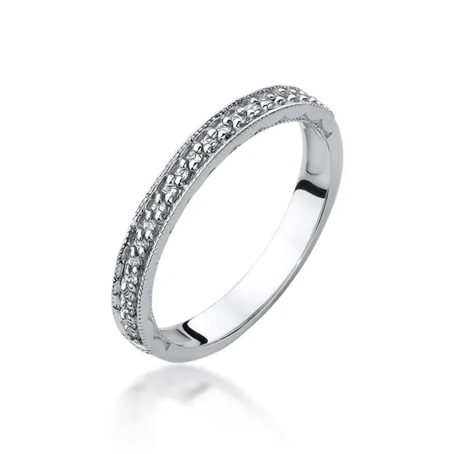 Pierścionek obrączka z diamentami 0,10ct białe złoto